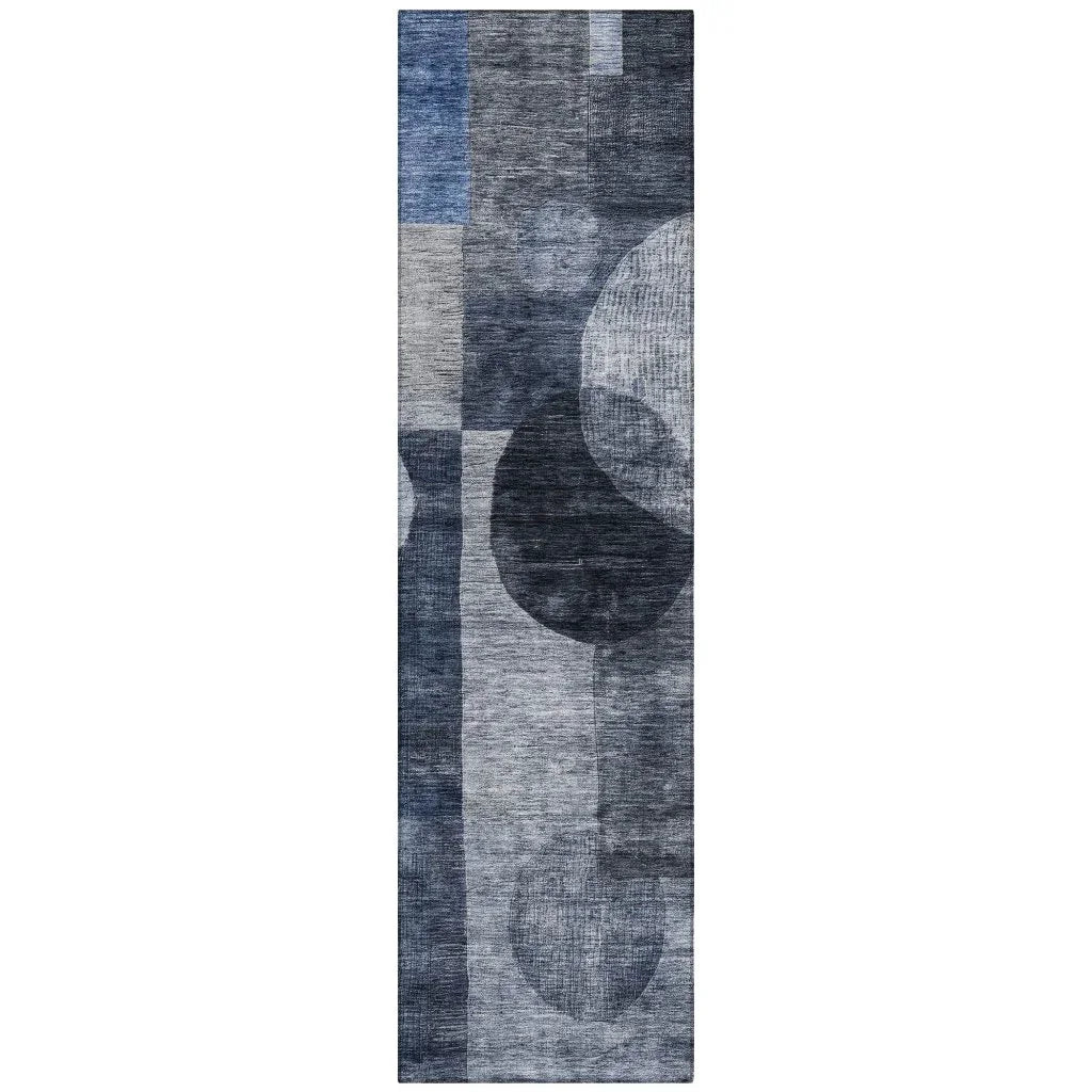 Amara Navy Washable Indoor-Outdoor Rug-Outdoor Rugs-LOOMLAN Rugs-2'3" x 7'6"-LOOMLAN