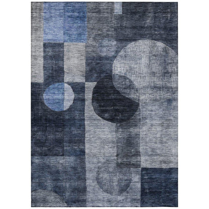 Amara Navy Washable Indoor-Outdoor Rug-Outdoor Rugs-LOOMLAN Rugs-2'6" x 3'10"-LOOMLAN