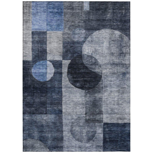 Amara Navy Washable Indoor-Outdoor Rug-Outdoor Rugs-LOOMLAN Rugs-2'6" x 3'10"-LOOMLAN