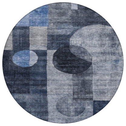 Amara Navy Washable Indoor-Outdoor Rug-Outdoor Rugs-LOOMLAN Rugs-8' x 8'-LOOMLAN