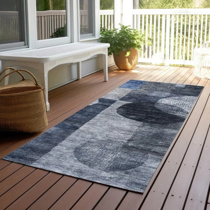 Amara Navy Washable Indoor-Outdoor Rug-Outdoor Rugs-LOOMLAN Rugs-LOOMLAN