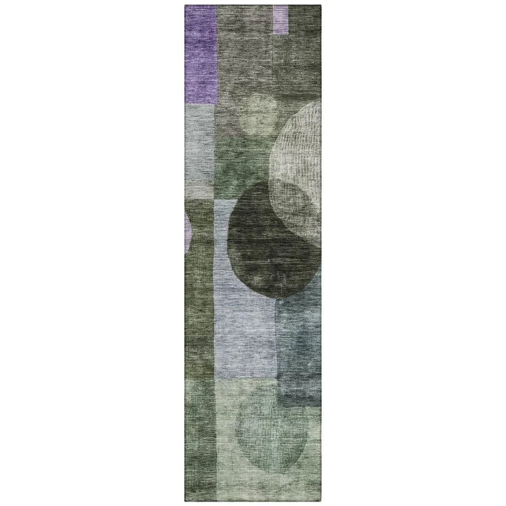 Amara Olive Washable Indoor-Outdoor Rug-Outdoor Rugs-LOOMLAN Rugs-2'3" x 7'6"-LOOMLAN