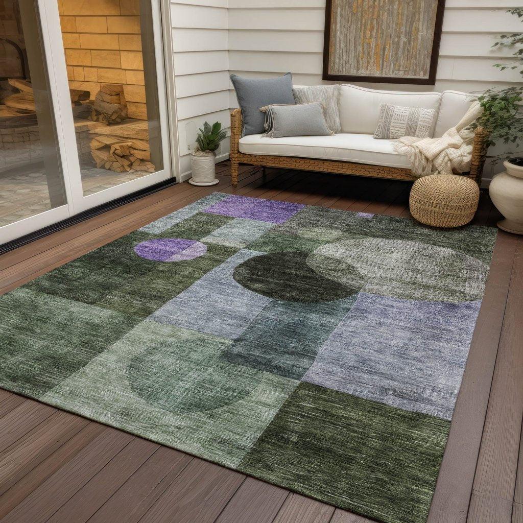 Amara Olive Washable Indoor-Outdoor Rug-Outdoor Rugs-LOOMLAN Rugs-LOOMLAN