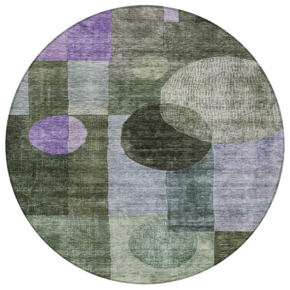 Amara Olive Washable Indoor-Outdoor Rug-Outdoor Rugs-LOOMLAN Rugs-8' x 8'-LOOMLAN