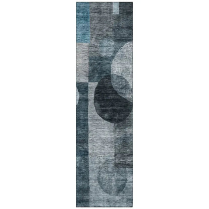 Amara Teal Washable Indoor-Outdoor Rug-Outdoor Rugs-LOOMLAN Rugs-2'3" x 7'6"-LOOMLAN
