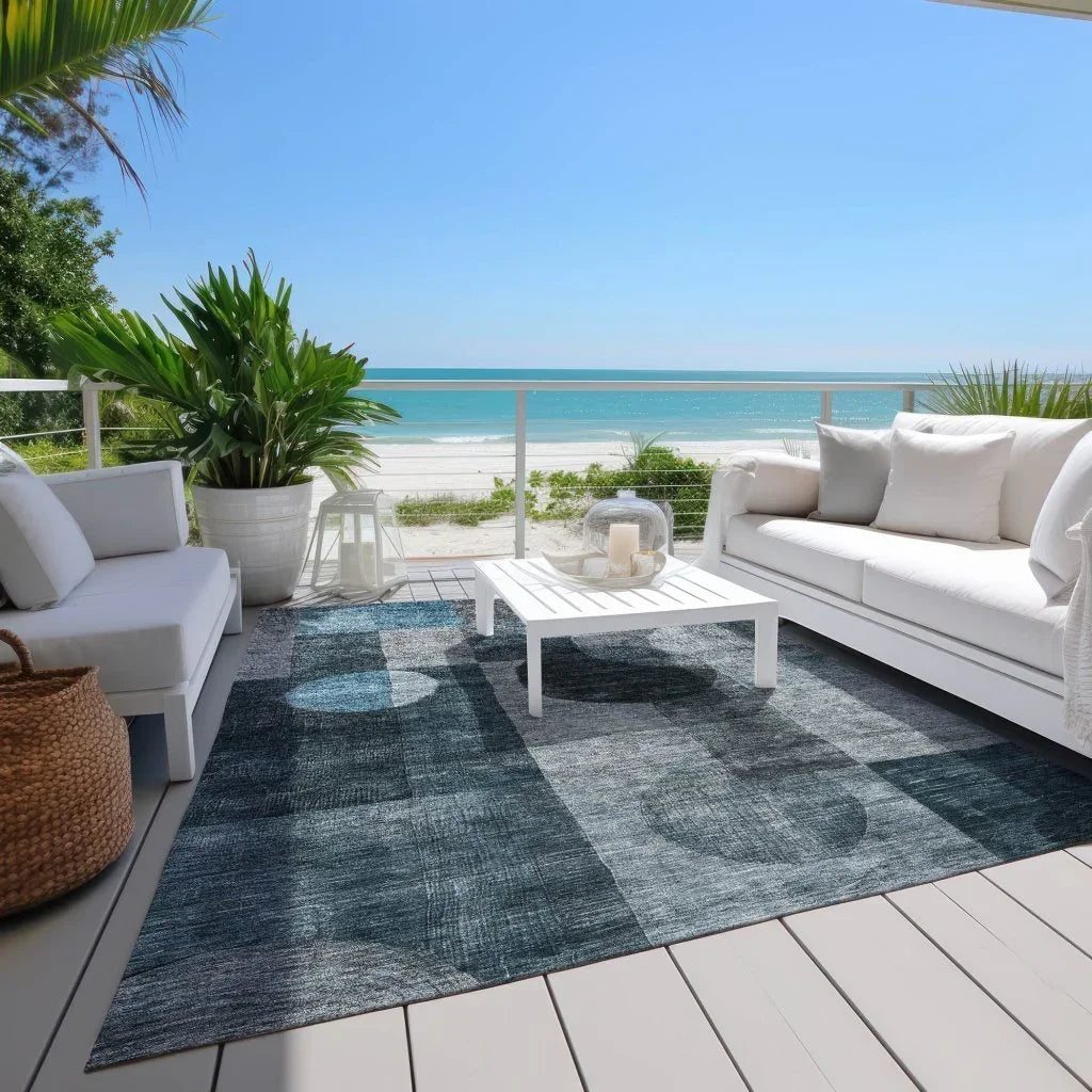 Amara Teal Washable Indoor-Outdoor Rug-Outdoor Rugs-LOOMLAN Rugs-LOOMLAN