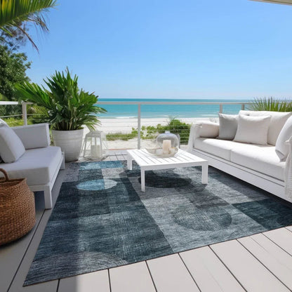 Amara Teal Washable Indoor-Outdoor Rug-Outdoor Rugs-LOOMLAN Rugs-LOOMLAN