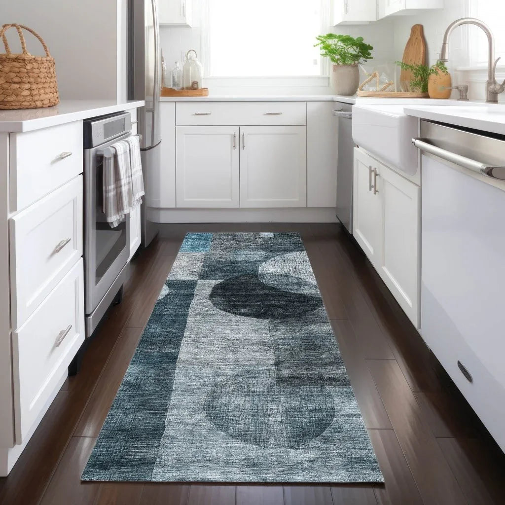 Amara Teal Washable Indoor-Outdoor Rug-Outdoor Rugs-LOOMLAN Rugs-LOOMLAN