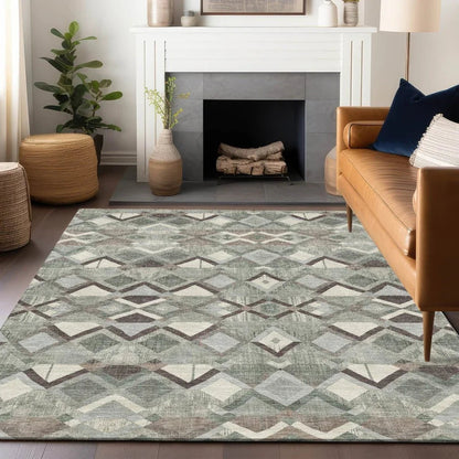 Amarrah Green Washable Indoor - Outdoor Rug - LOOMLAN - LOOMLAN Rugs - Outdoor Rugs
