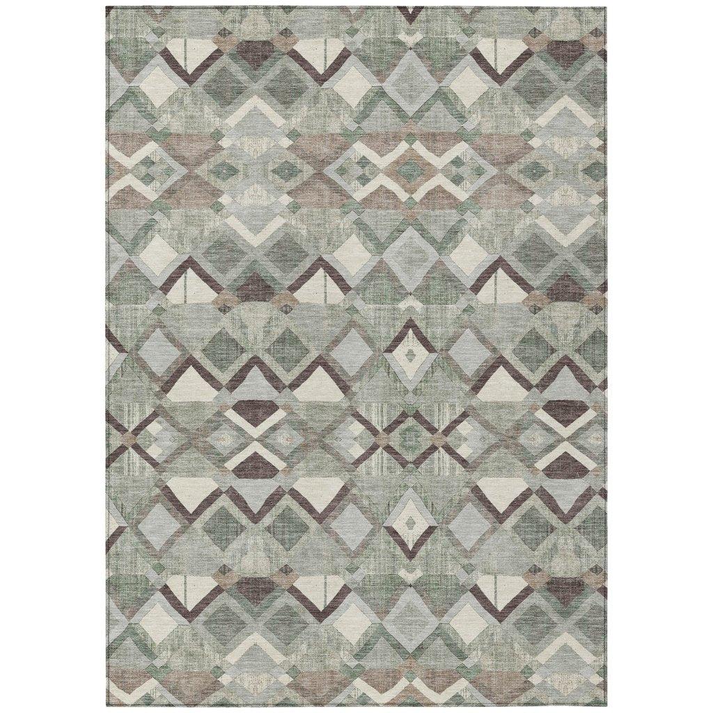 Amarrah Green Washable Indoor - Outdoor Rug - LOOMLAN - LOOMLAN Rugs - Outdoor Rugs