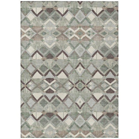Amarrah Green Washable Indoor - Outdoor Rug - LOOMLAN - LOOMLAN Rugs - Outdoor Rugs