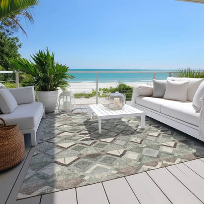 Amarrah Green Washable Indoor - Outdoor Rug - LOOMLAN - LOOMLAN Rugs - Outdoor Rugs