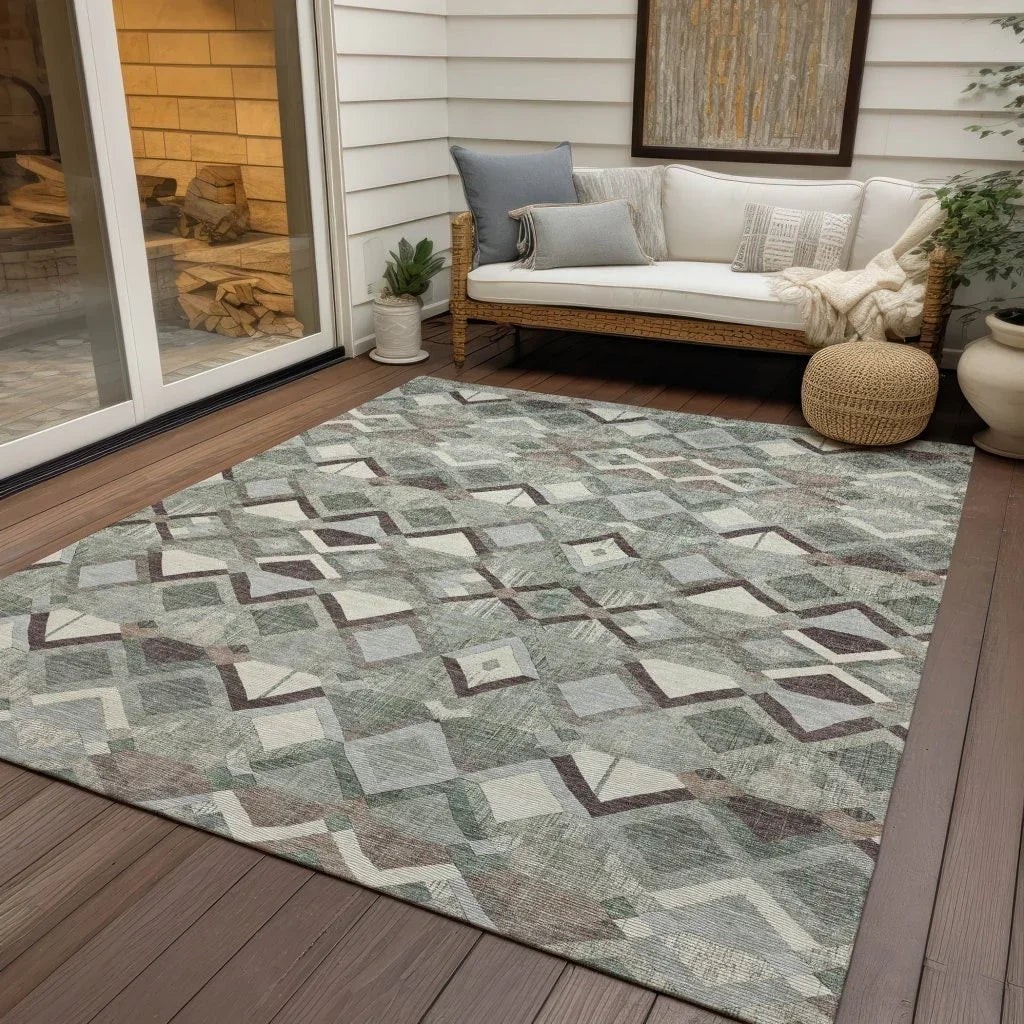 Amarrah Green Washable Indoor - Outdoor Rug - LOOMLAN - LOOMLAN Rugs - Outdoor Rugs