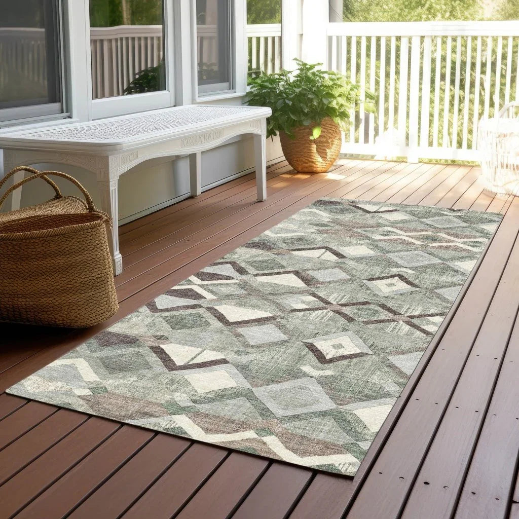 Amarrah Green Washable Indoor - Outdoor Rug - LOOMLAN - LOOMLAN Rugs - Outdoor Rugs