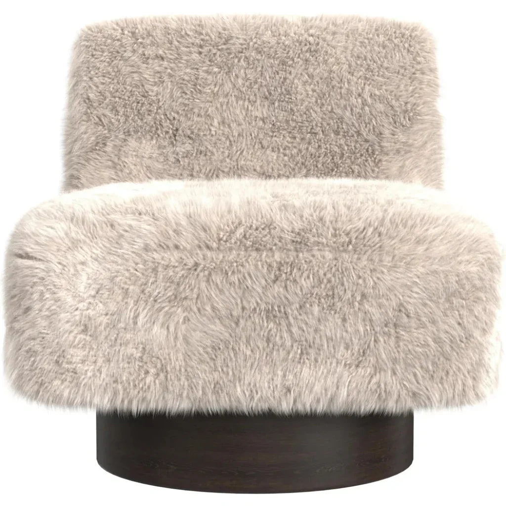 Amaya Wood Beige Swivel Armless Accent Chair - LOOMLAN - Bassett Mirror - Club Chairs