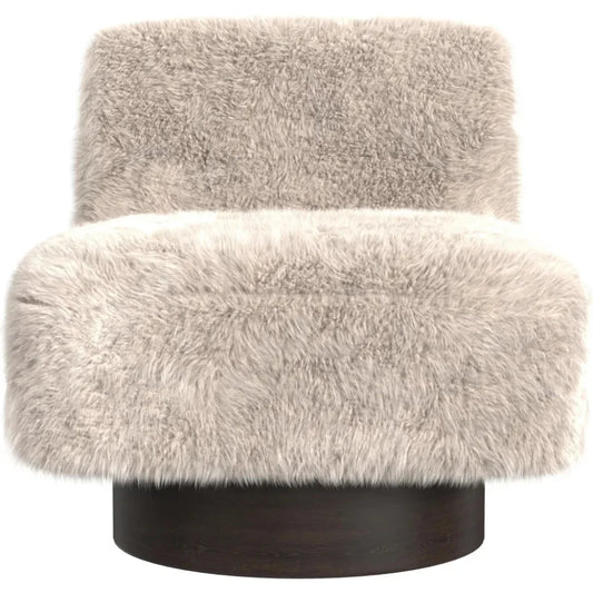 Amaya Wood Beige Swivel Armless Accent Chair - LOOMLAN - Bassett Mirror - Club Chairs