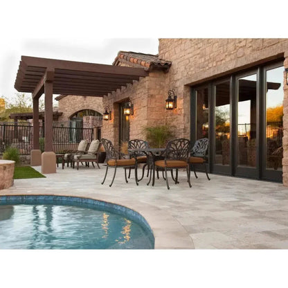 Amber Outdoor Glass Dining Table Set for 6 Persons-Outdoor Dining Sets-LOOMLAN-LOOMLAN