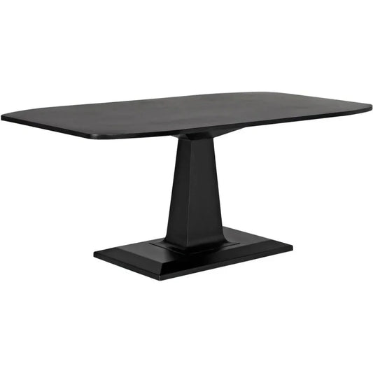 Amboss Black Steel Rectangle Dining Table-Dining Tables-Noir-LOOMLAN