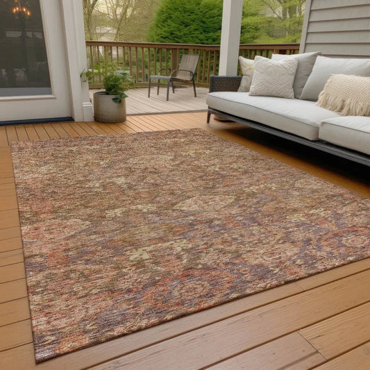 Ambray Brown Washable Indoor-Outdoor Rug-Outdoor Rugs-LOOMLAN Rugs-LOOMLAN