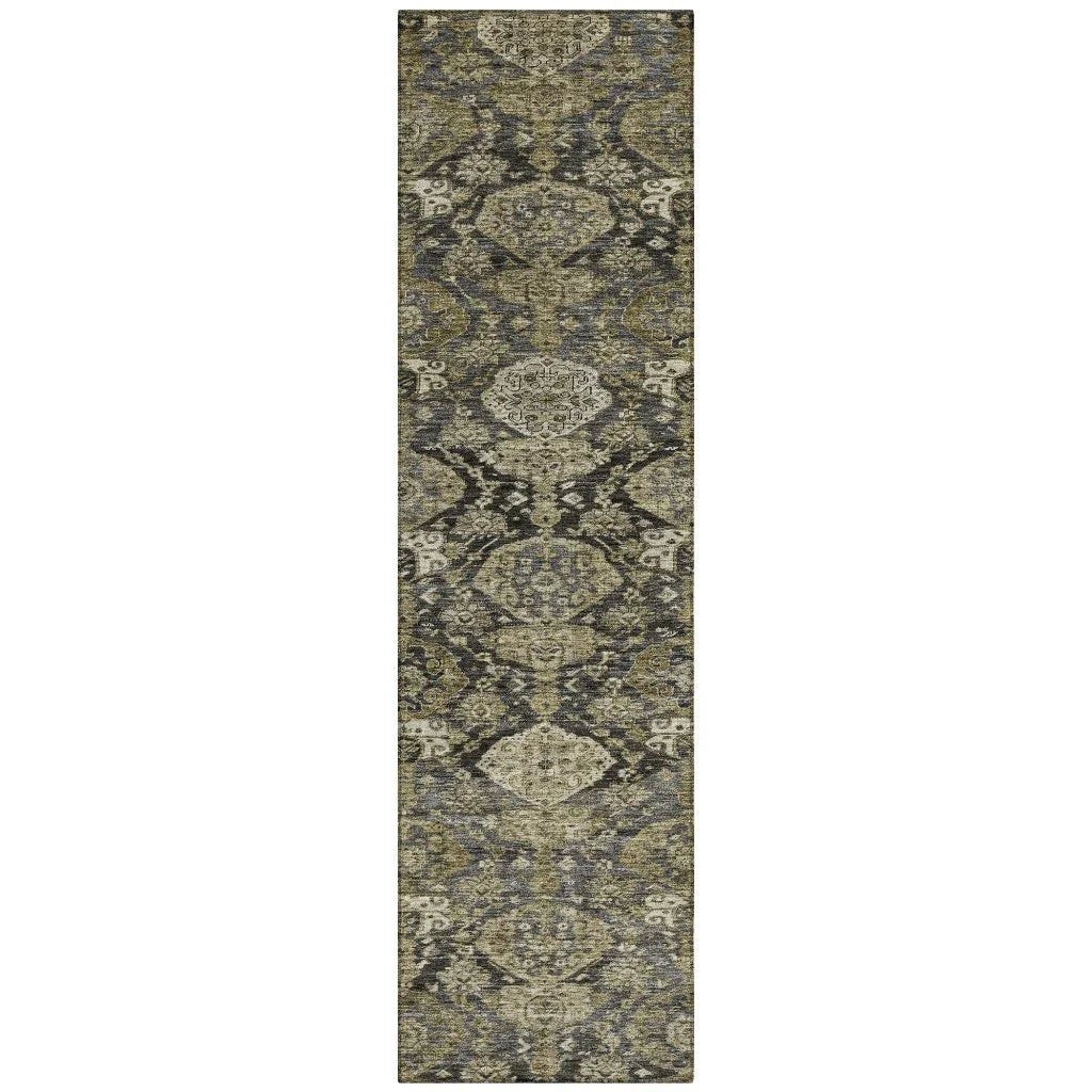 Ambray Gray Washable Indoor-Outdoor Rug-Outdoor Rugs-LOOMLAN Rugs-2'3" x 7'6"-LOOMLAN