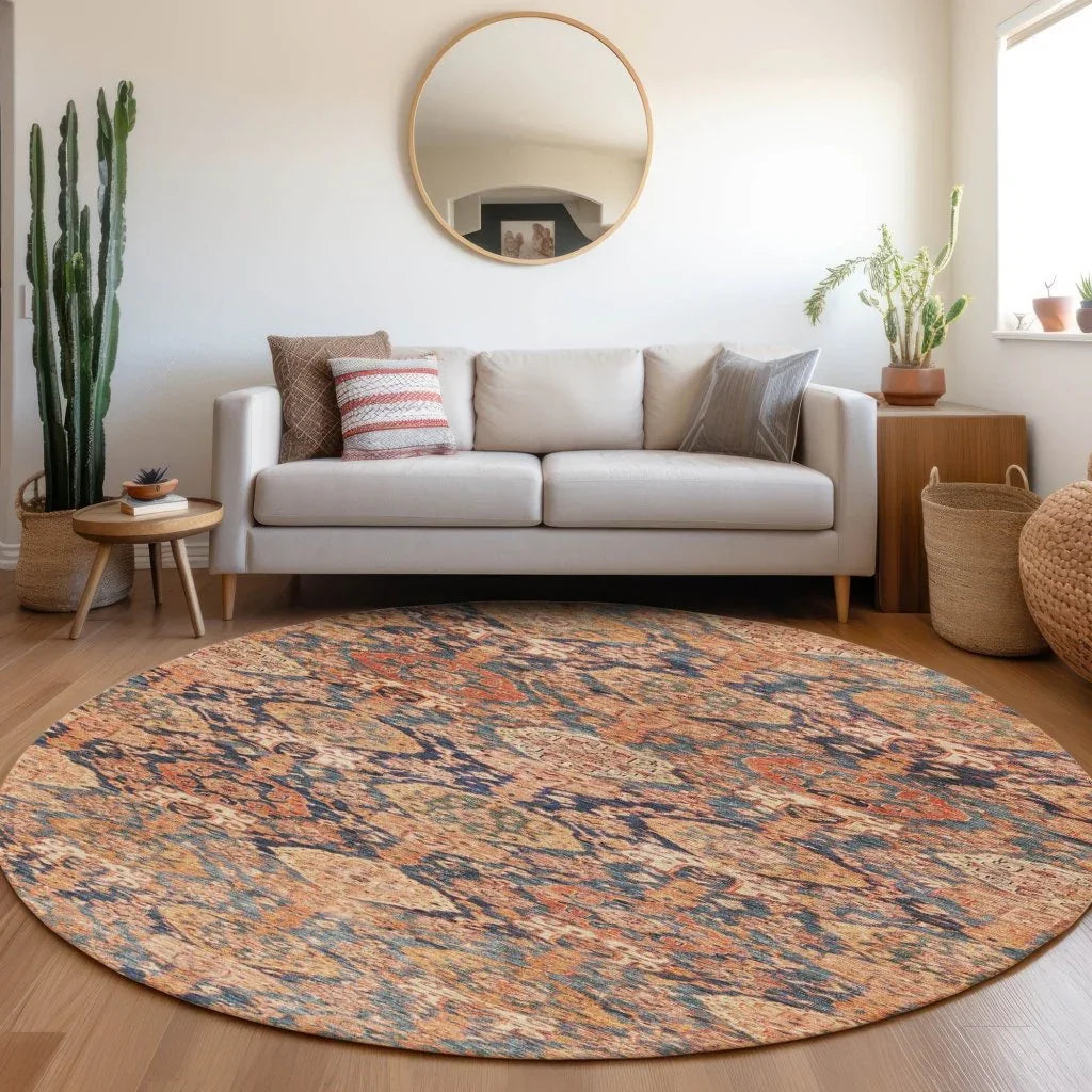 Ambray Orange Washable Indoor-Outdoor Rug-Outdoor Rugs-LOOMLAN Rugs-LOOMLAN