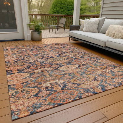 Ambray Orange Washable Indoor-Outdoor Rug-Outdoor Rugs-LOOMLAN Rugs-LOOMLAN