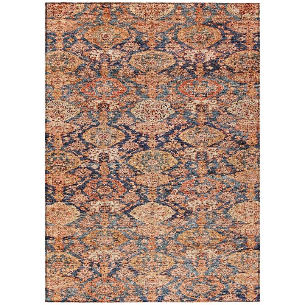 Ambray Orange Washable Indoor-Outdoor Rug-Outdoor Rugs-LOOMLAN Rugs-2'6" x 3'10"-LOOMLAN