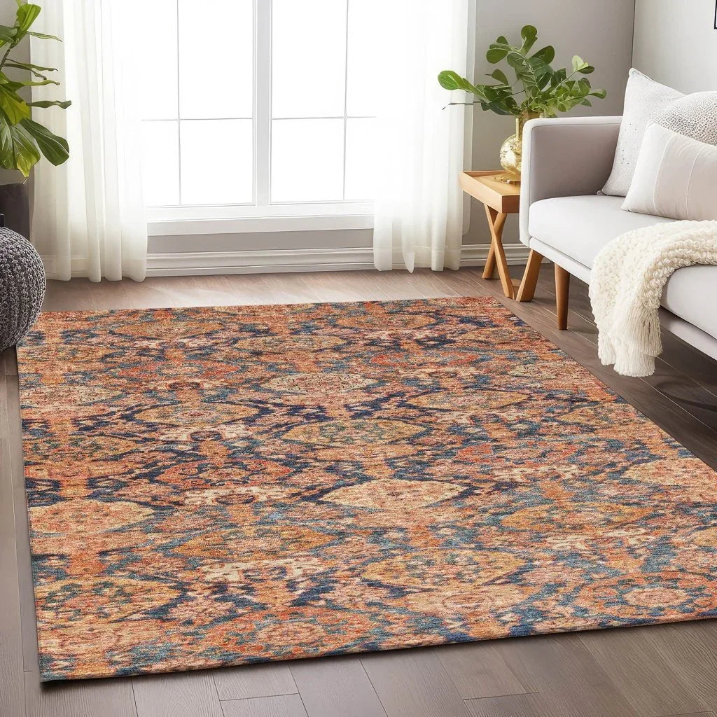Ambray Orange Washable Indoor-Outdoor Rug-Outdoor Rugs-LOOMLAN Rugs-LOOMLAN