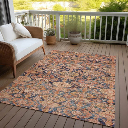 Ambray Orange Washable Indoor-Outdoor Rug-Outdoor Rugs-LOOMLAN Rugs-LOOMLAN