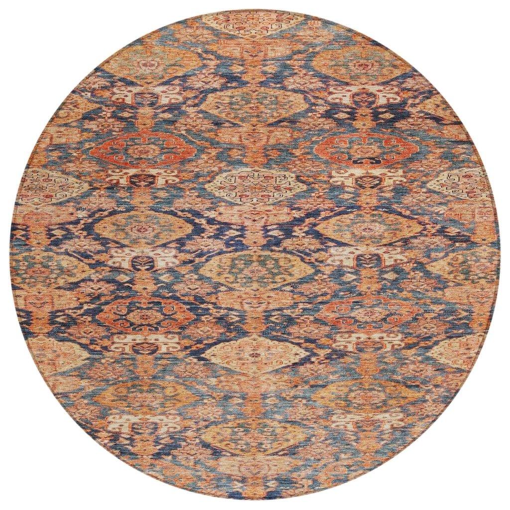 Ambray Orange Washable Indoor-Outdoor Rug-Outdoor Rugs-LOOMLAN Rugs-8' x 8'-LOOMLAN