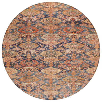Ambray Orange Washable Indoor-Outdoor Rug-Outdoor Rugs-LOOMLAN Rugs-8' x 8'-LOOMLAN