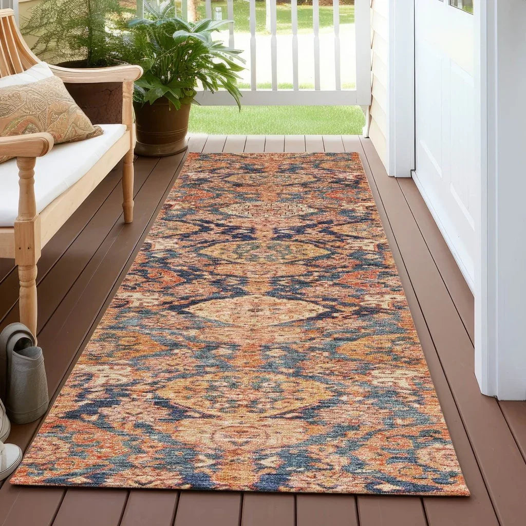 Ambray Orange Washable Indoor-Outdoor Rug-Outdoor Rugs-LOOMLAN Rugs-LOOMLAN