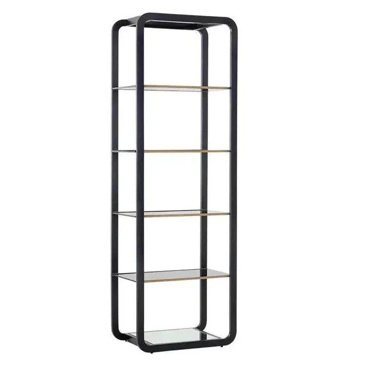 Ambretta Stainless Steel Framed Etagere-Etageres-SUNPAN-Black/Smoke Grey-Small-LOOMLAN