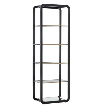 Ambretta Stainless Steel Framed Etagere-Etageres-SUNPAN-Black/Smoke Grey-Small-LOOMLAN