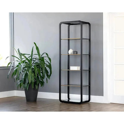 Ambretta Stainless Steel Framed Etagere-Etageres-SUNPAN-LOOMLAN