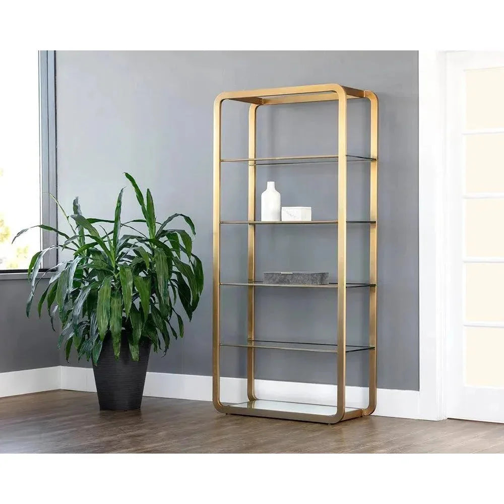 Ambretta Stainless Steel Framed Etagere-Etageres-SUNPAN-LOOMLAN