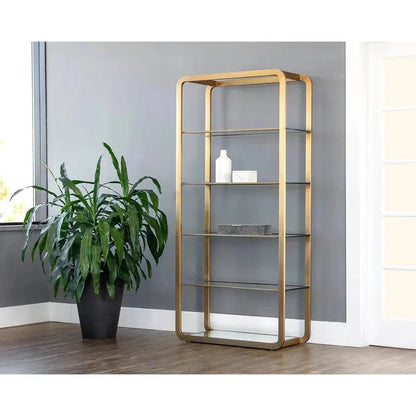 Ambretta Stainless Steel Framed Etagere-Etageres-SUNPAN-LOOMLAN