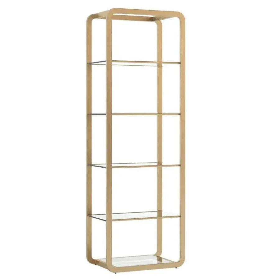 Ambretta Stainless Steel Framed Etagere-Etageres-SUNPAN-Gold/Clear-Small-LOOMLAN