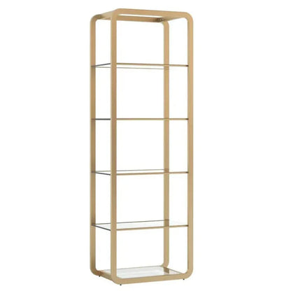 Ambretta Stainless Steel Framed Etagere-Etageres-SUNPAN-Gold/Clear-Small-LOOMLAN
