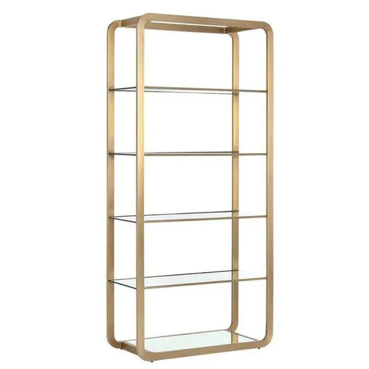 Ambretta Stainless Steel Framed Etagere-Etageres-SUNPAN-Gold/Clear-Large-LOOMLAN