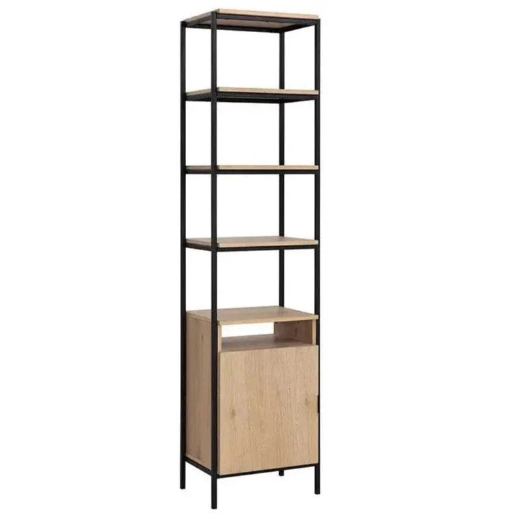 Ambrose Iron Framed Etagere-Etageres-SUNPAN-Rustic Oak-Black-Small-LOOMLAN