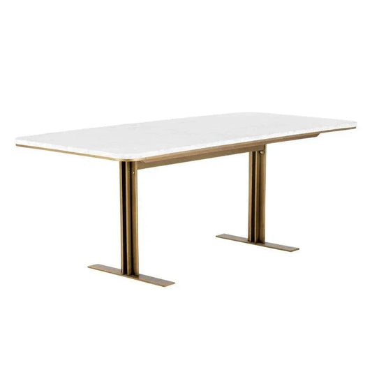Ambrosia Dining Table Marble Antique Brass Base-Dining Tables-SUNPAN-LOOMLAN
