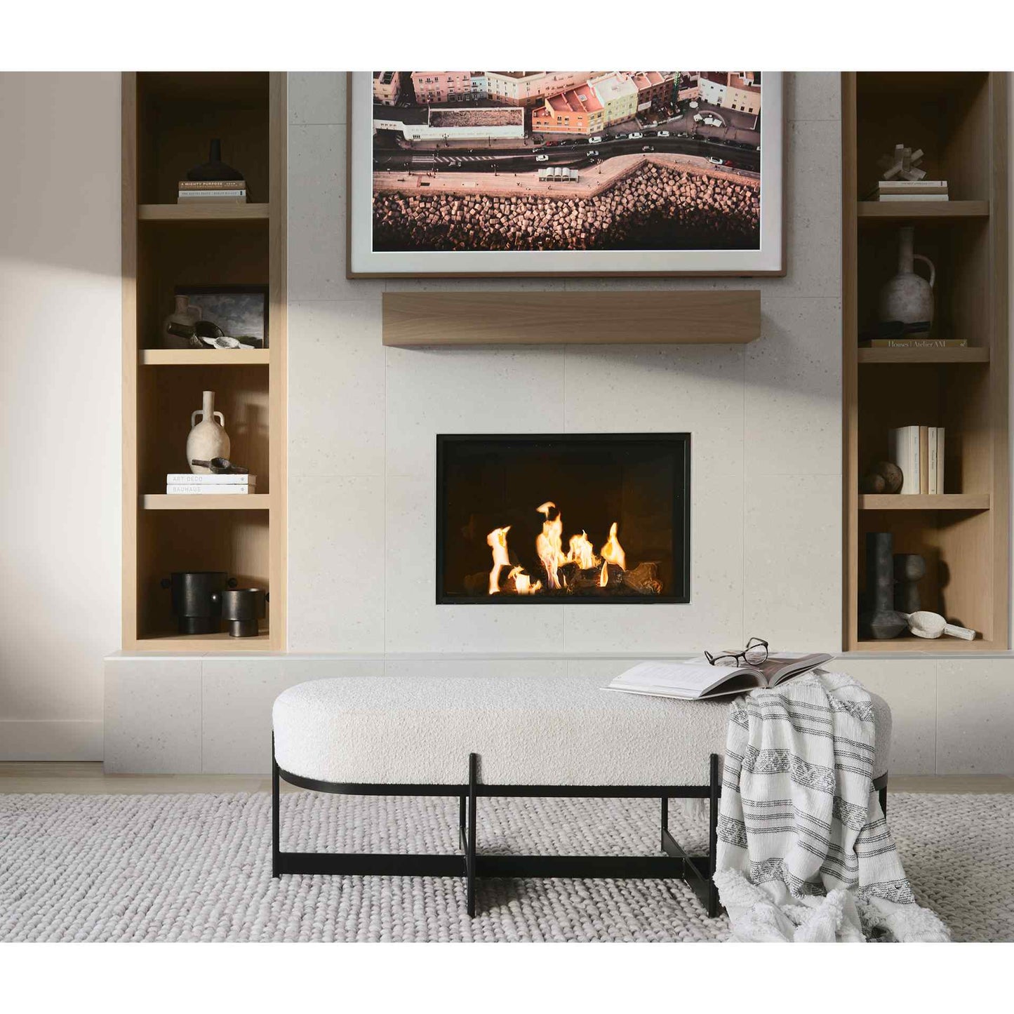 Amelia Cream Boucle Bedroom Bench