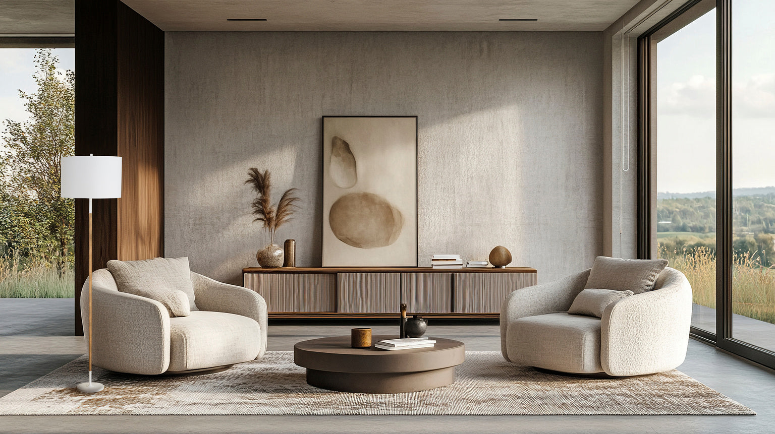 Amelia Rattan Warp Floor Lamp-Floor Lamps-Chelsea House-LOOMLAN