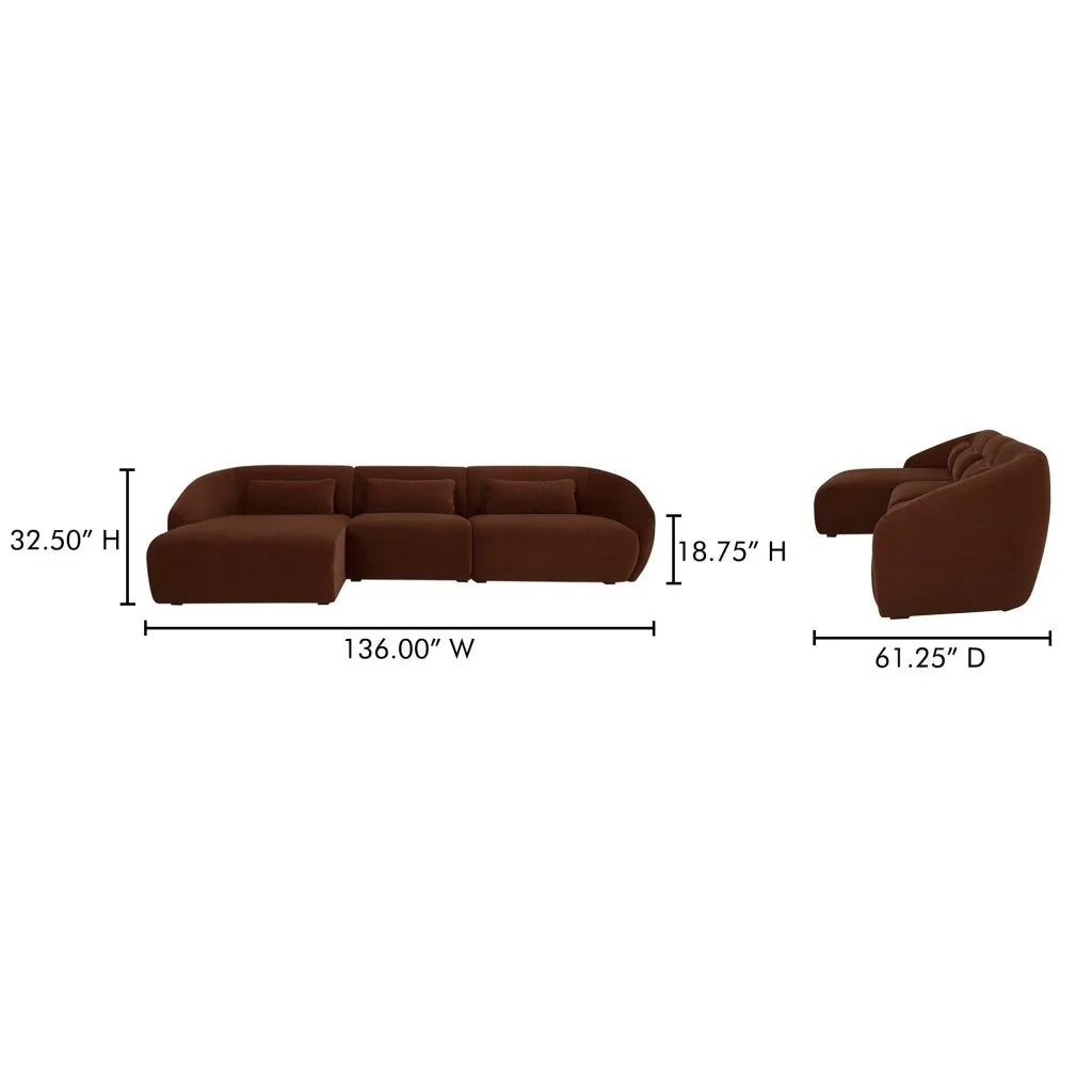 Amelia Sloped Arm Lounge Sectional Sofa-Modular Sofas-Moe's Home-LOOMLAN