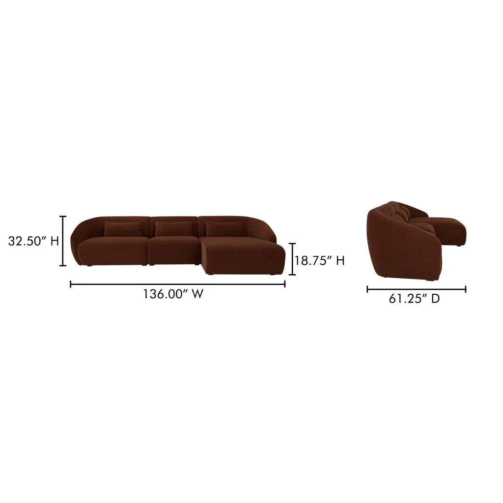 Amelia Sloped Arm Lounge Sectional Sofa-Modular Sofas-Moe's Home-LOOMLAN