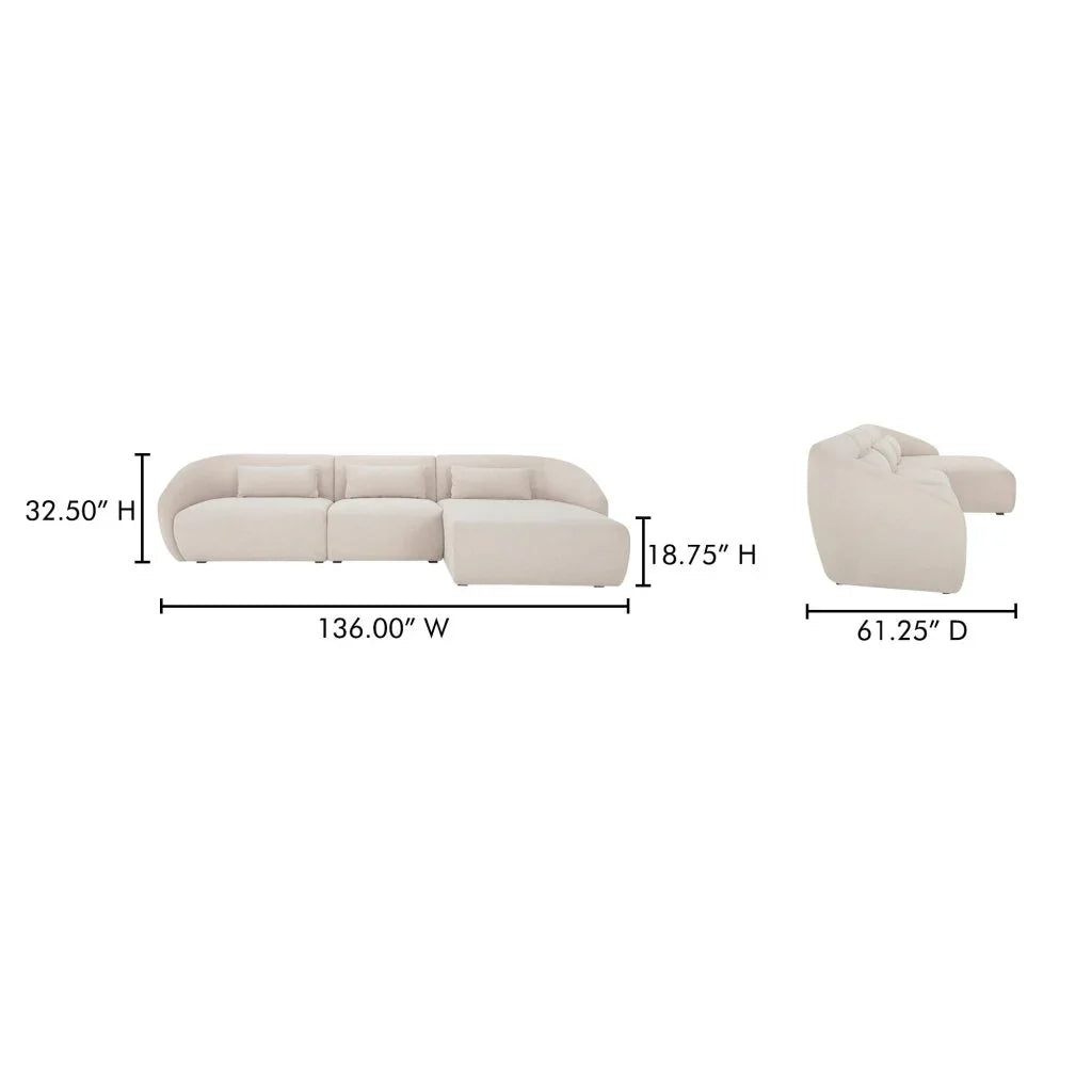 Amelia Sloped Arm Lounge Sectional Sofa-Modular Sofas-Moe's Home-LOOMLAN