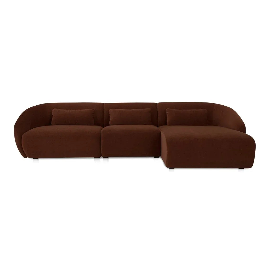 Amelia Sloped Arm Lounge Sectional Sofa-Modular Sofas-Moe's Home-Rigt Facing-Chestnut-LOOMLAN