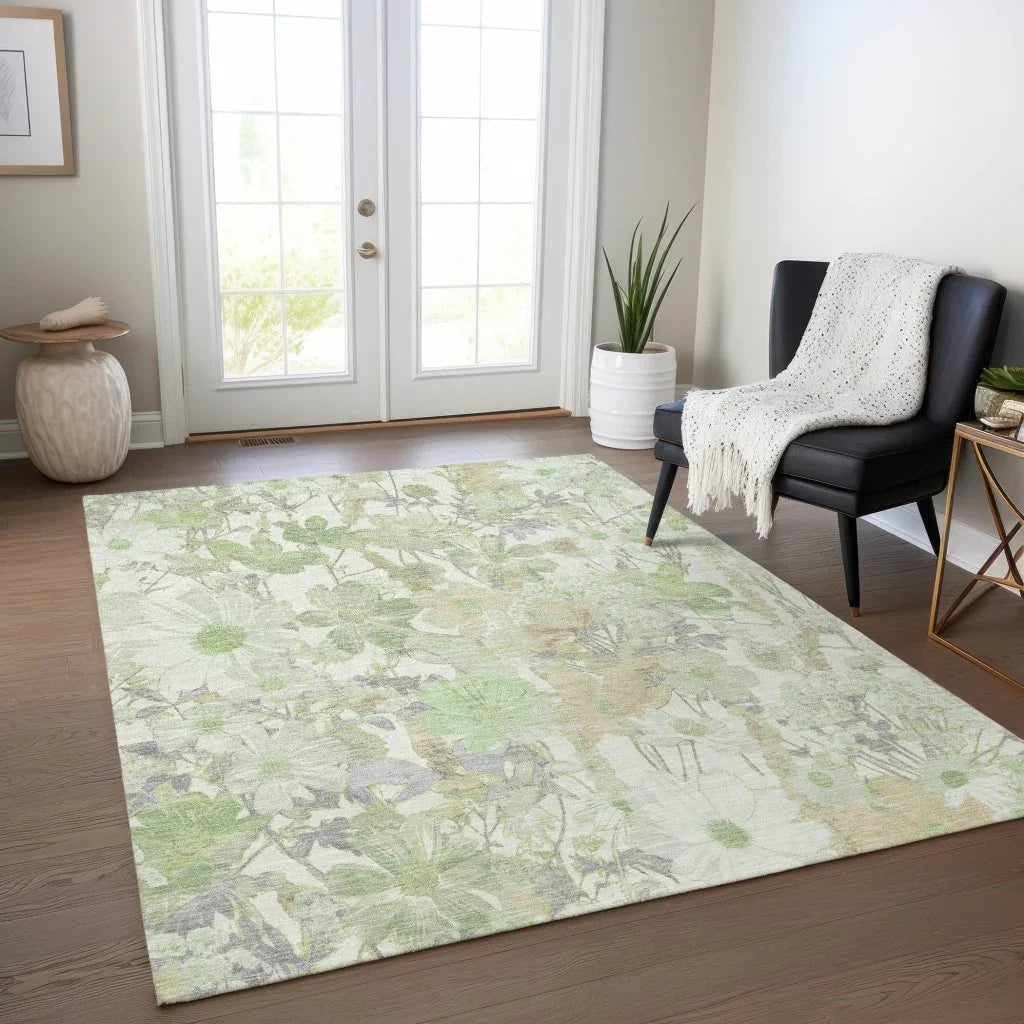 Ameliah Green Washable Indoor - Outdoor Rug - LOOMLAN - LOOMLAN Rugs - Outdoor Rugs