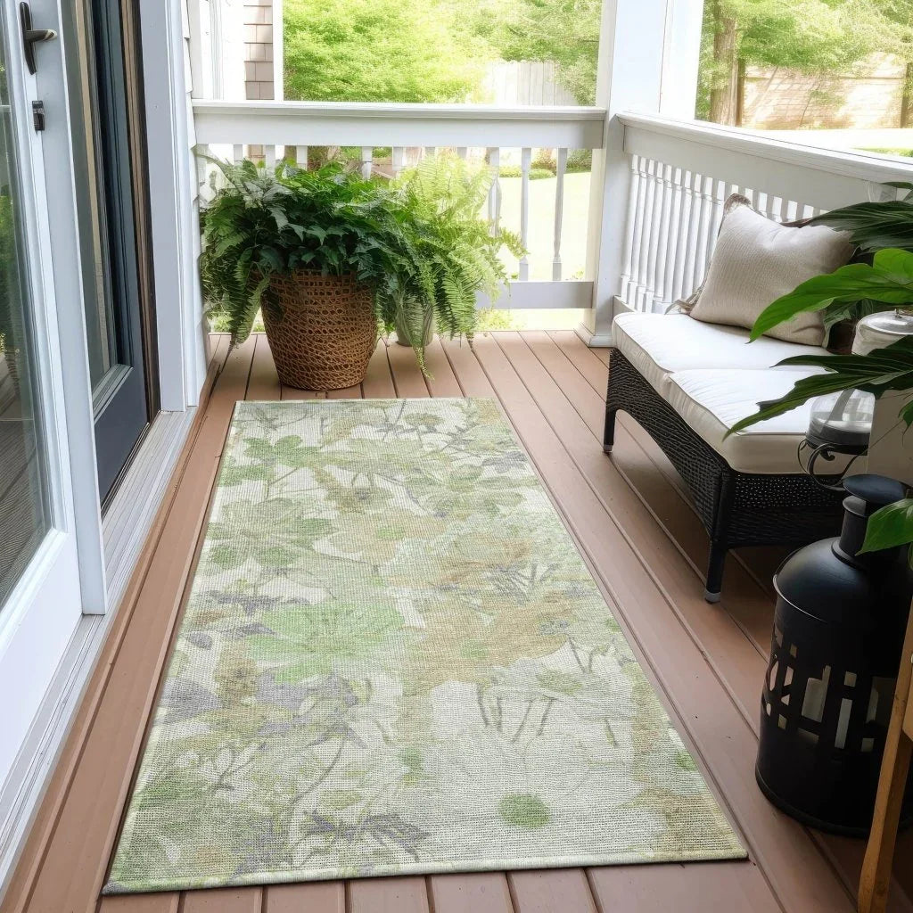 Ameliah Green Washable Indoor - Outdoor Rug - LOOMLAN - LOOMLAN Rugs - Outdoor Rugs